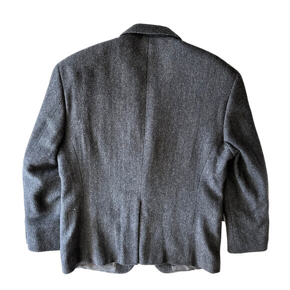 Lauren Ralph Lauren 100% Wool Herringbone Classic 2 Button Gray Blazer Jacket L - Picture 2 of 9